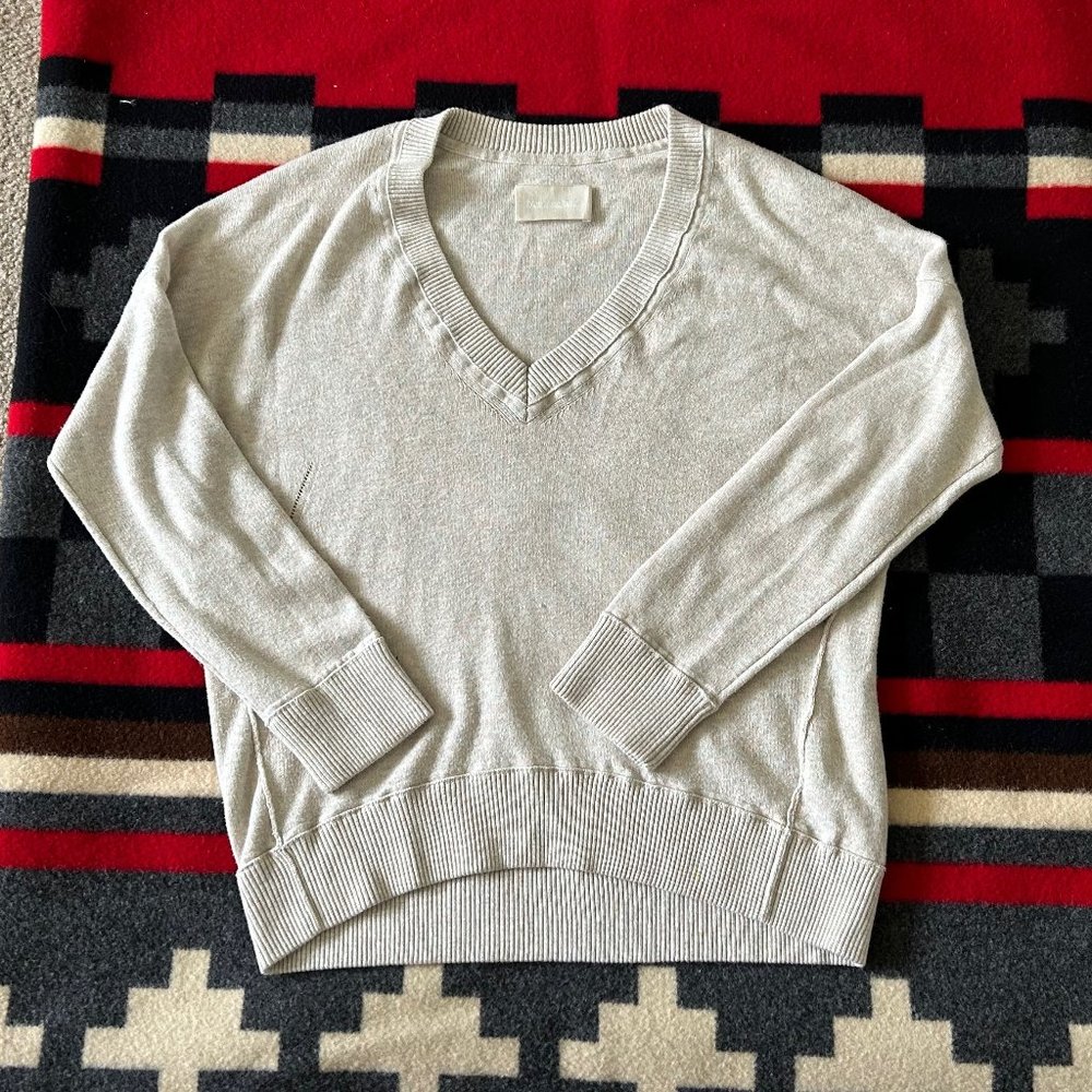 Zadig & Voltaire Brumy Knit Cotton V Neck Sweater Ecru XS